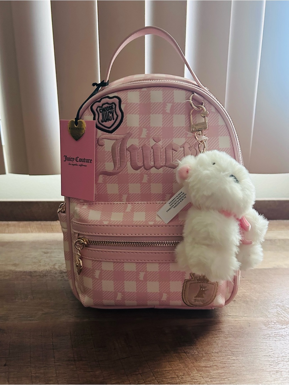 Juicy Couture Study In Style w/scottie Backpack w/ Plush Charm.Pink Clay Color. - Picture 7 of 11